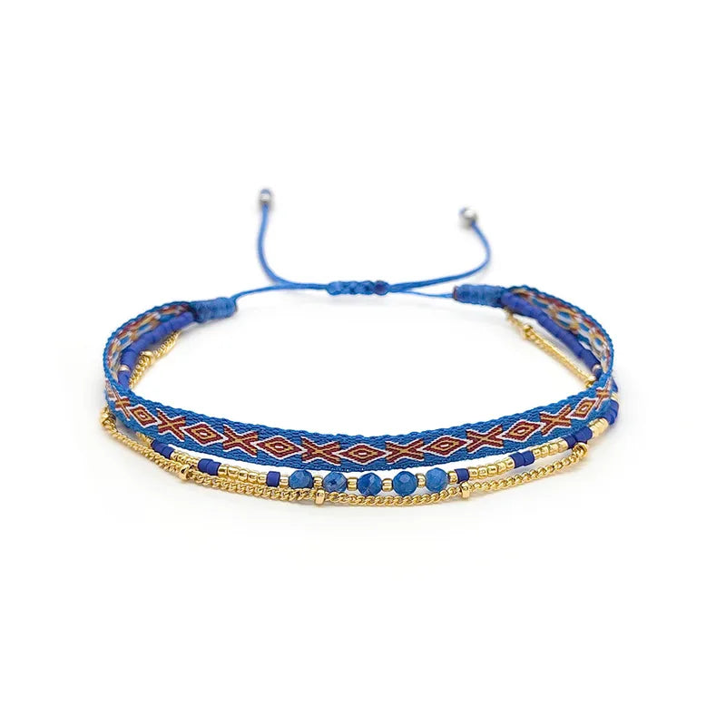 Layered Adjustable Bracelet - Blue