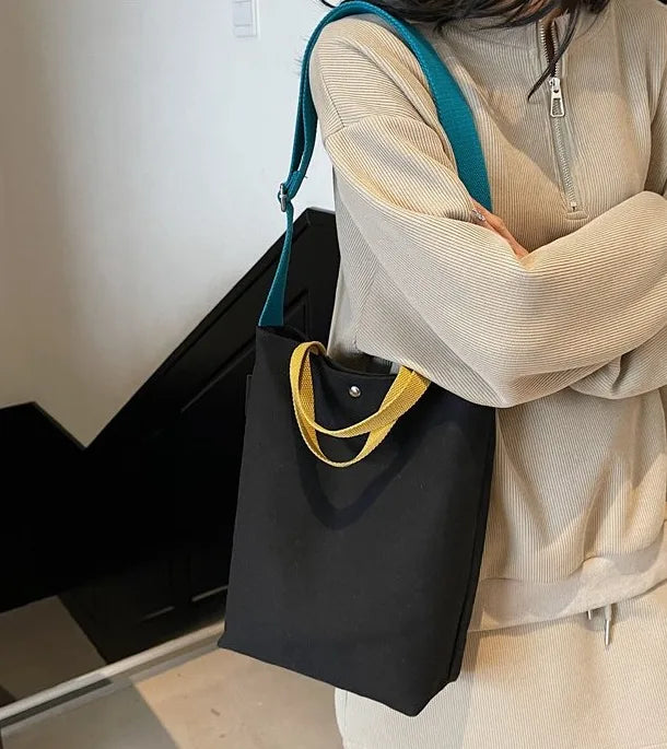 Black Canvas Cross Body Bag