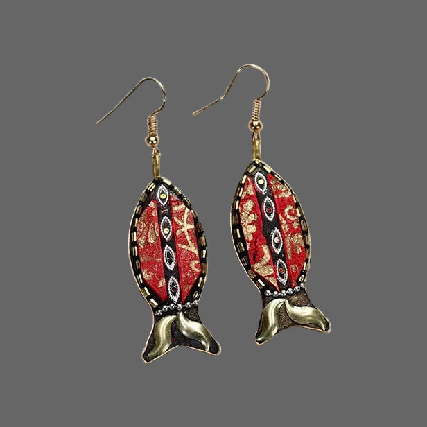 Gold Fish Drop Earrings
