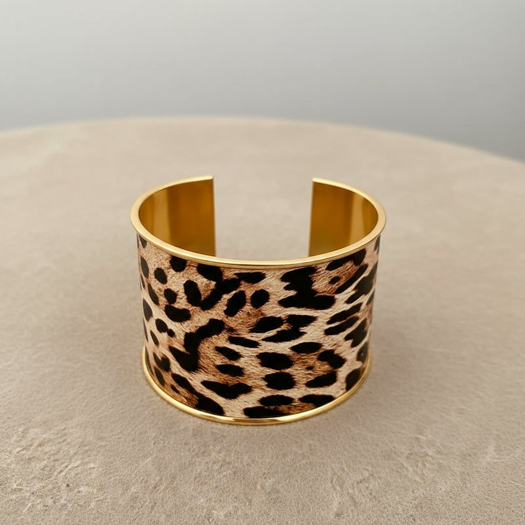 Gold Leopard Print Cuff