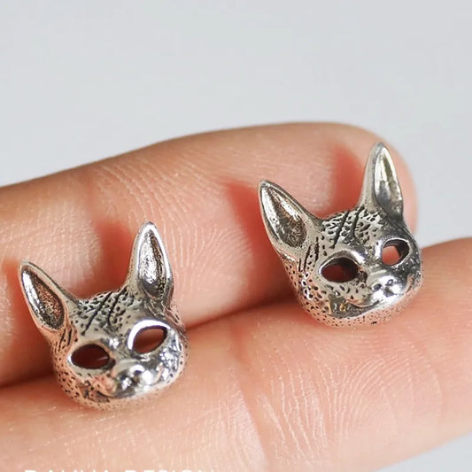 Cat Head Stud Earrings