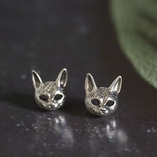 Cat Head Stud Earrings