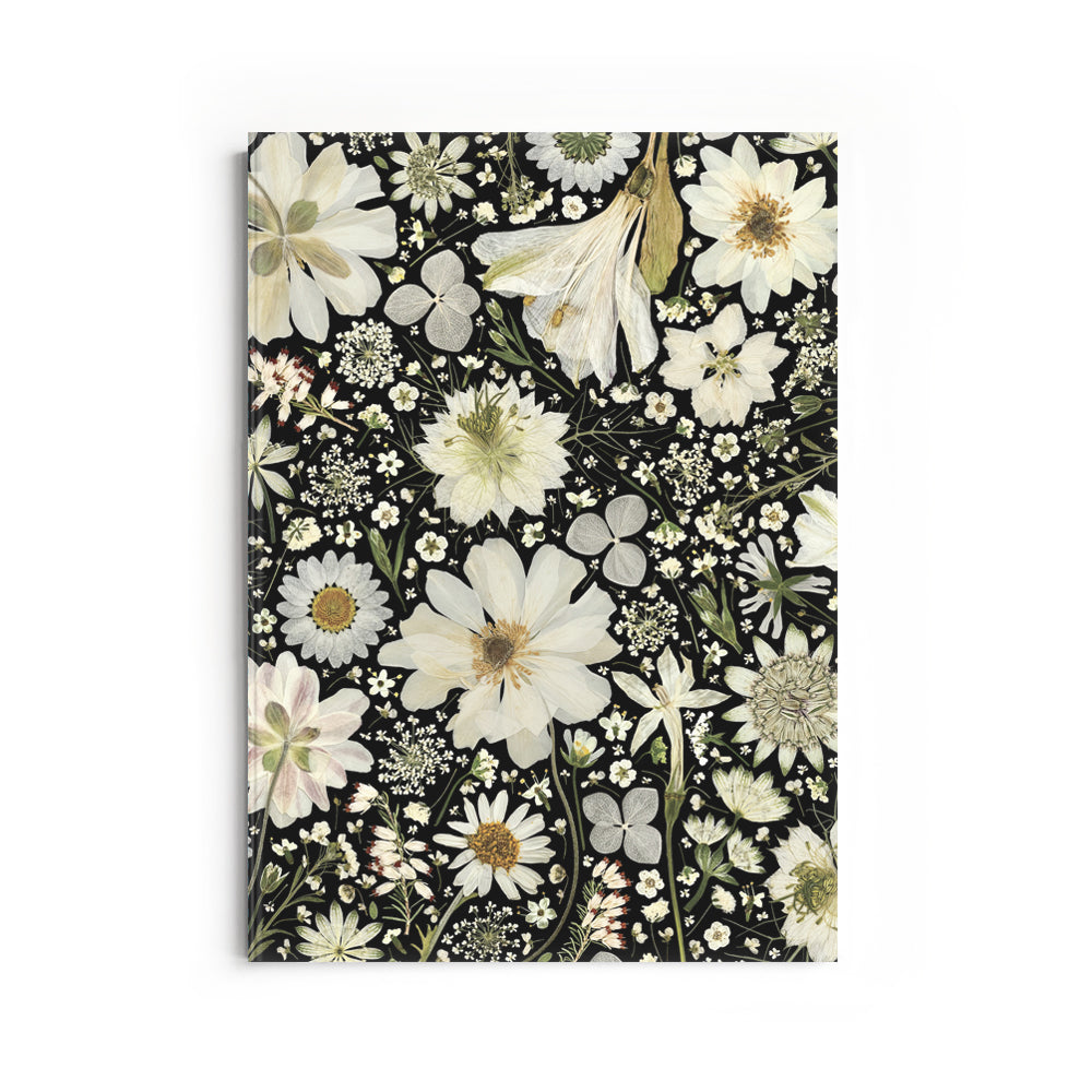 Lucy Miller - A5 White Pressed Florals Notebook, on Black