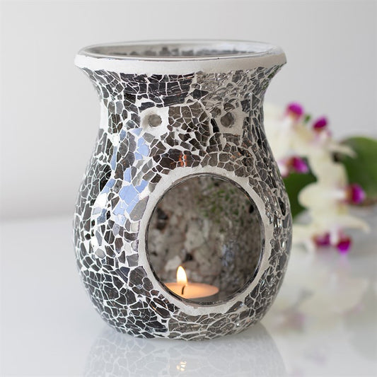 Large Gunmetal Grey Crackle Oil Burner 14.5cm
