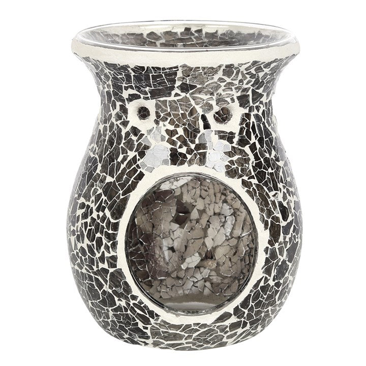 Large Gunmetal Grey Crackle Oil Burner 14.5cm