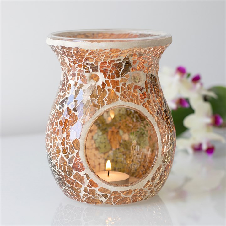 Large Brown Crackle Oil Burner 14.5cm