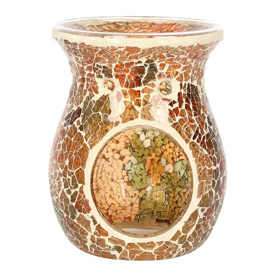 Large Brown Crackle Oil Burner 14.5cm