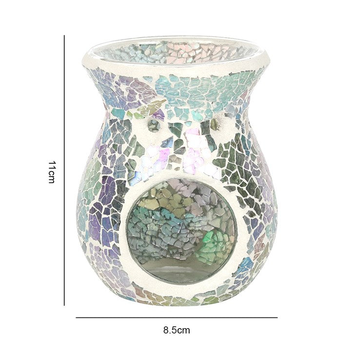 Small Light Blue Iridescent Crackle Oil Burner 11cm