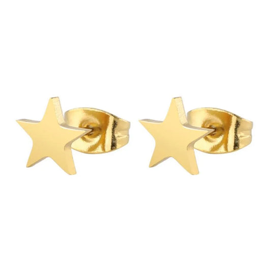 Gold Stud Earrings - Stars