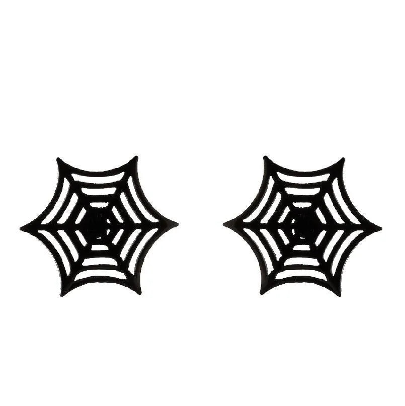Black Stud Earrings - Spiders Webs