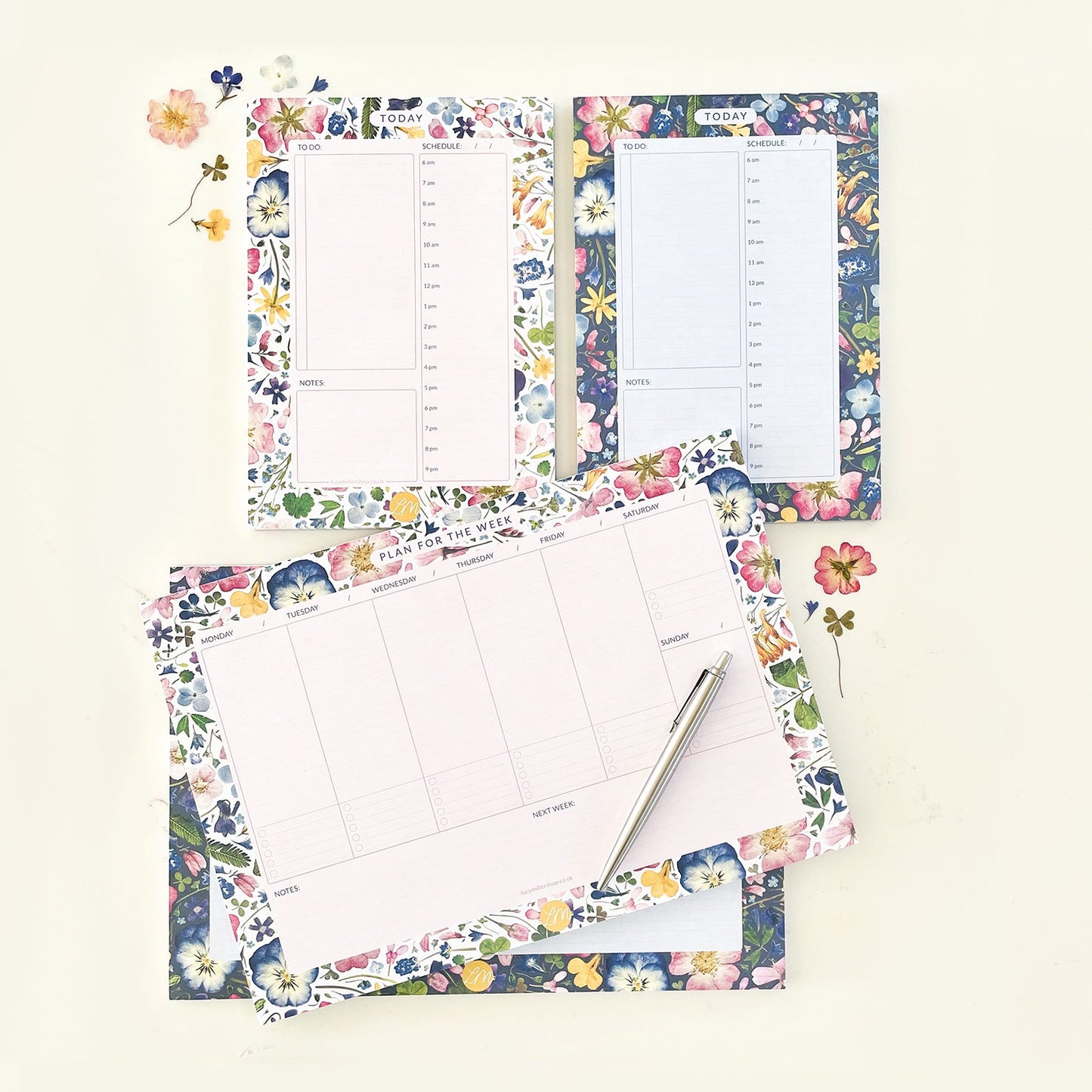 A5 Floral Daily Planner Pad, Natural