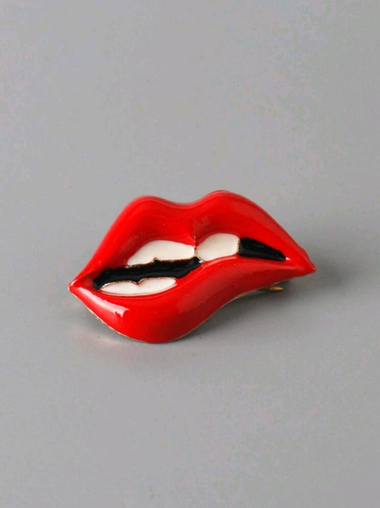 Red Biting Hot Lips Brooch