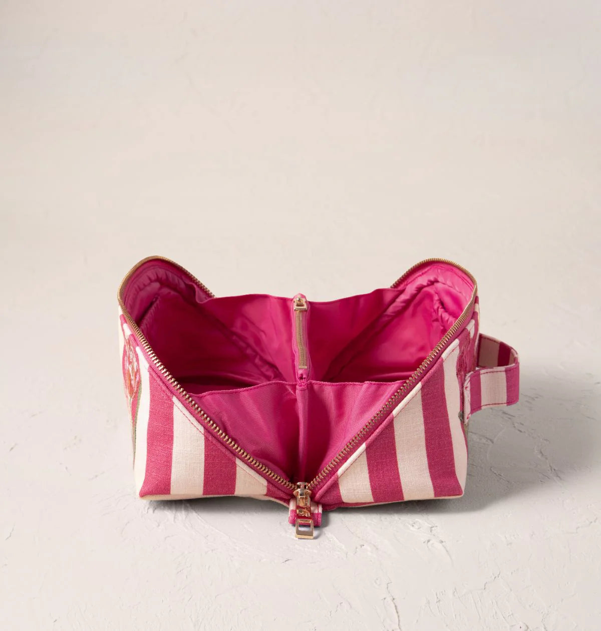 Tulip Stripe Printed Open Flat Makeup Bag