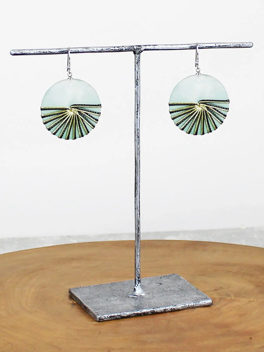 Resin & Thread Disc Drop Earrings