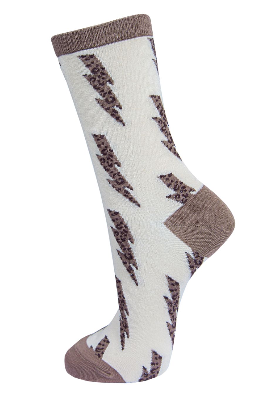 Women's Bamboo Socks Leopard Print Ankle Socks Lightning Bolts Neutral