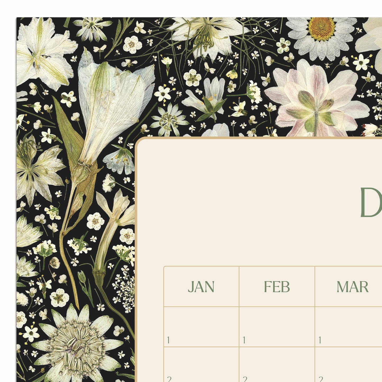 Dates to Remember Perpetual Wall Calendar, White on Black