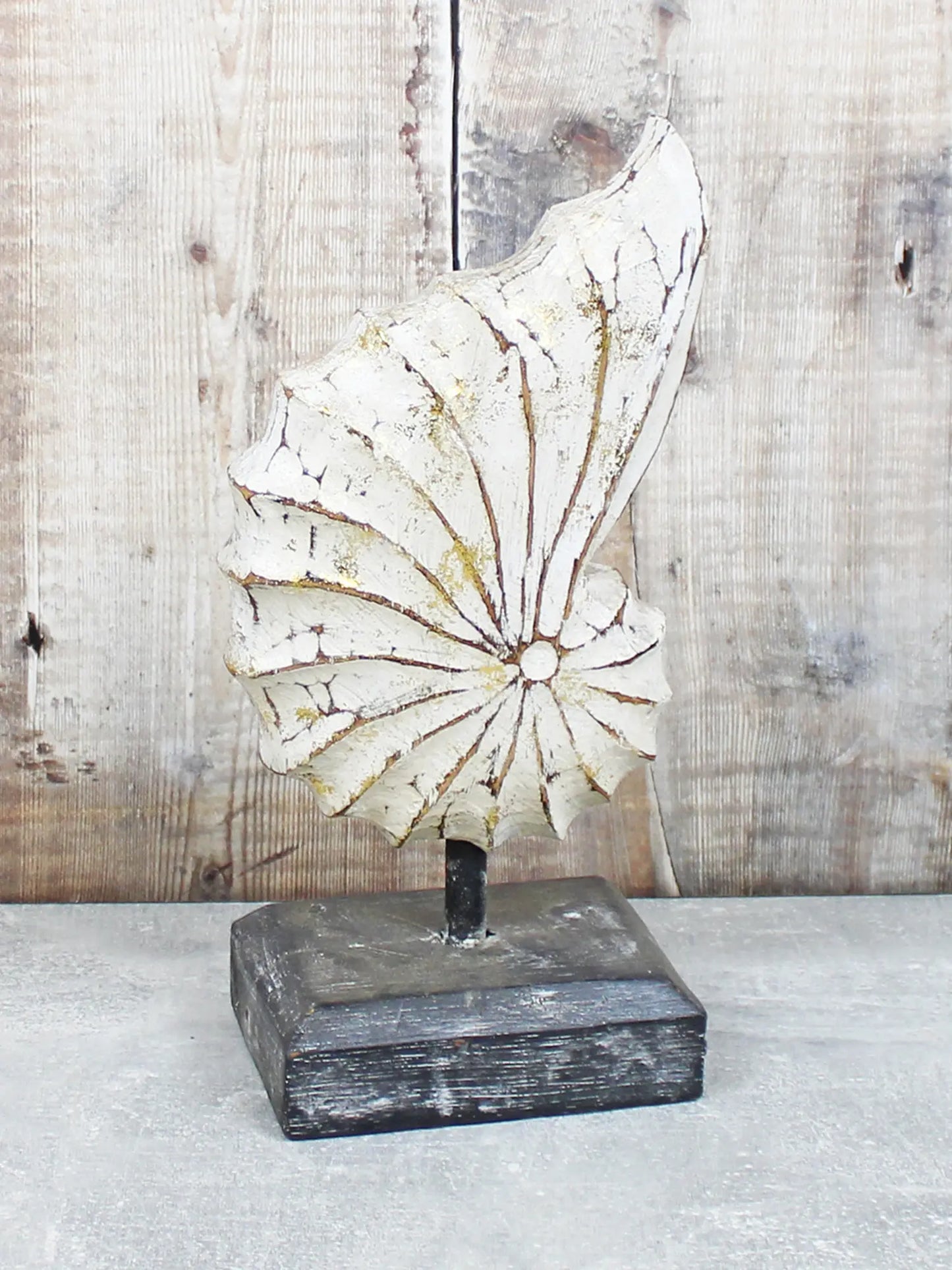 Wooden Carved Shell On Stand