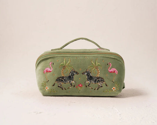 Wild Zebra Palm Open Flat Makeup Bag