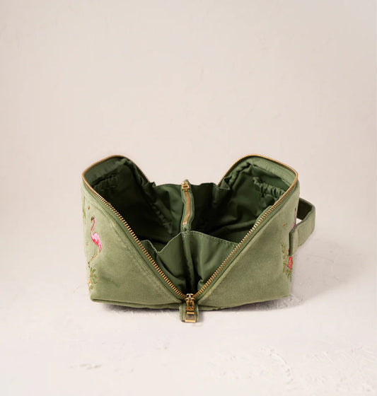 Wild Zebra Palm Open Flat Makeup Bag