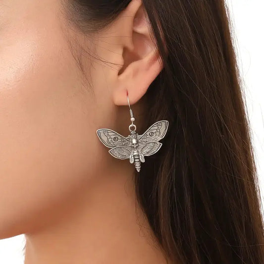 Sterling Silver Plated Butterfly Skull Earrings