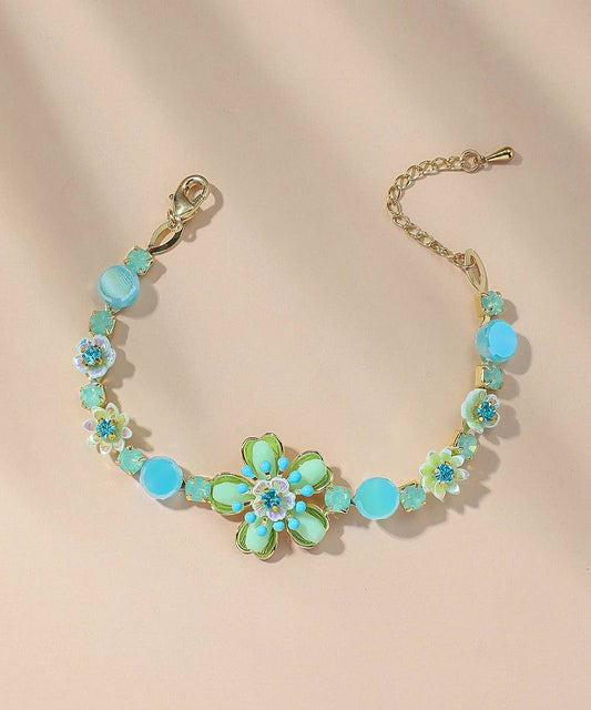 Aqua Coloured Flower Bracelet