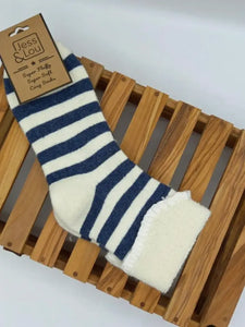 Striped Navy Cosy Cuff Socks