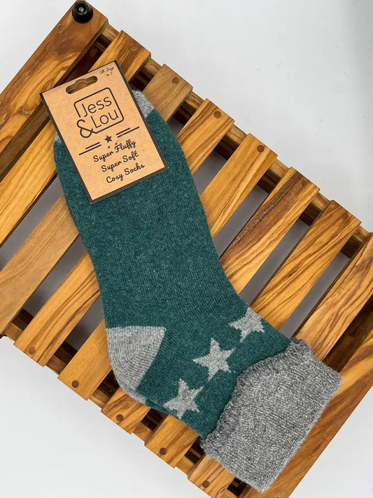 Green Super Star Super Cosy Cuff Socks