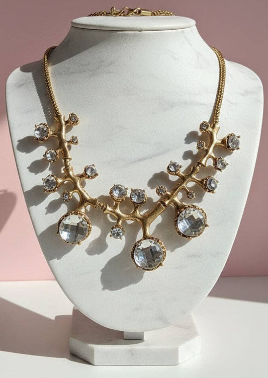 Gold Jewelled Crystal Necklace: Gold
