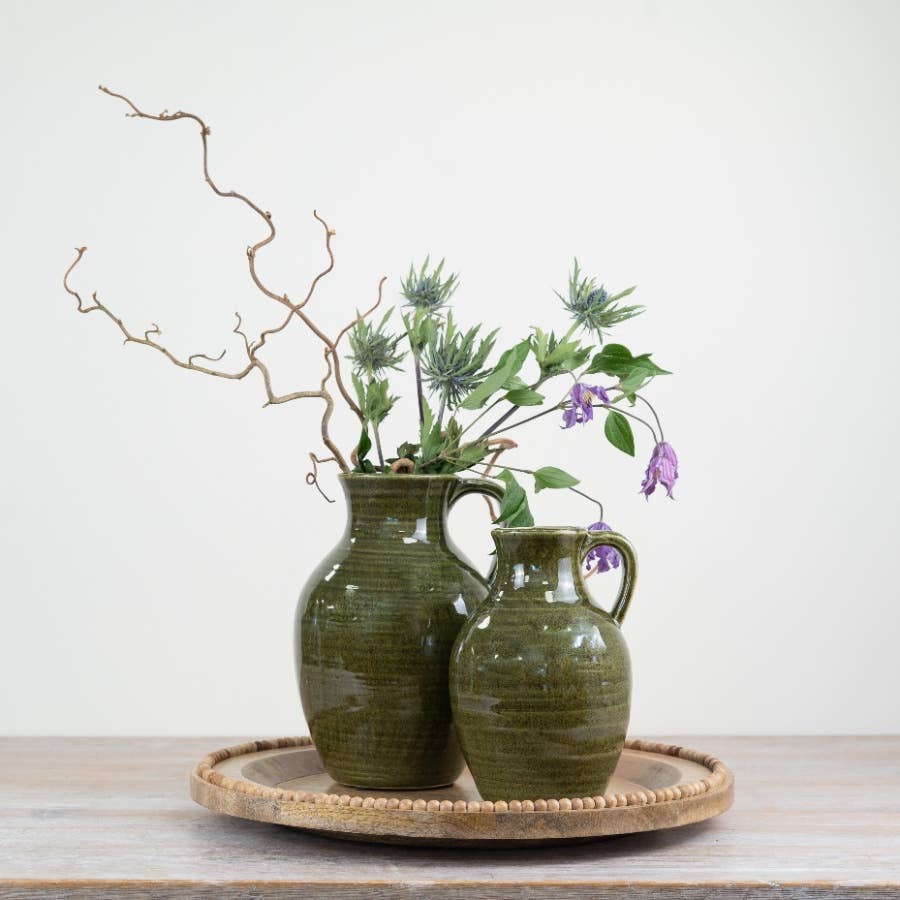 Green Viona Pitcher Vase, 19.5cm