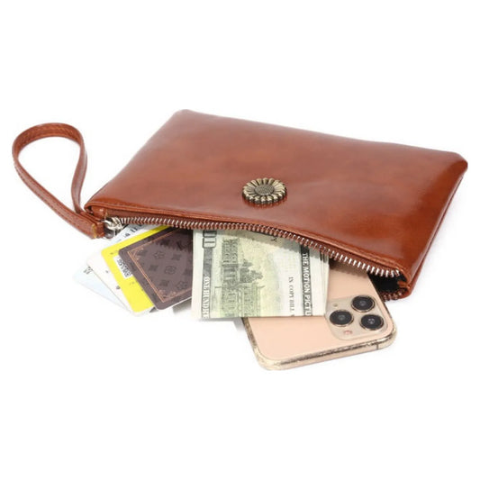 Tan Daisy Clutch Bag