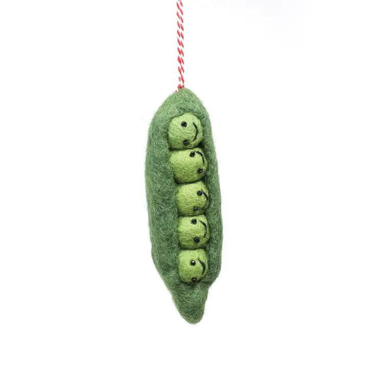 Felt 5 Peas in A Pod Christmas Ornament - 100% Wool