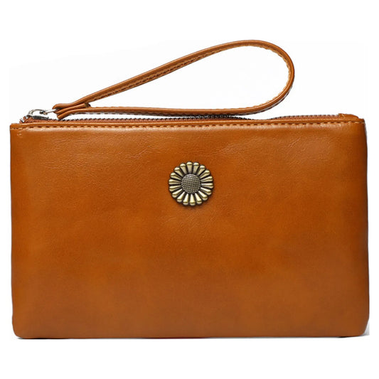 Tan Daisy Clutch Bag