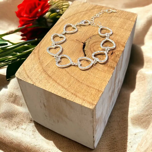 Linked Hollow Heart Bracelet