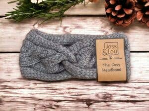Cosy Cable Knit Knot Front Headband: Charcoal / Cable knit