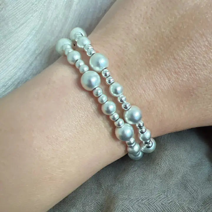 Elegant Silver Beaded Bracelets