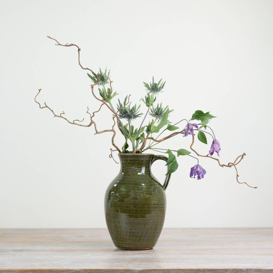 Green Viona Pitcher Vase, 19.5cm