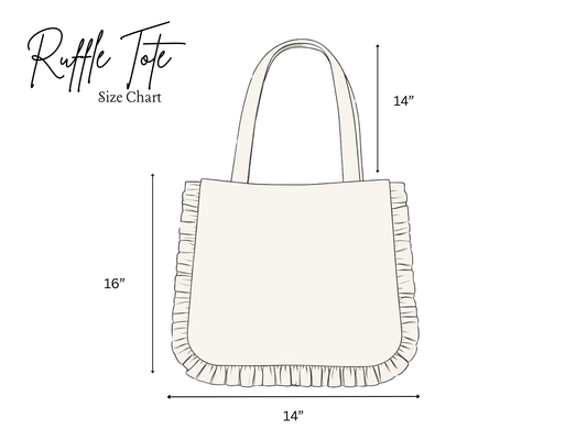 Canvas Ruffle Tote Bag 14" x 16" Dusky Red