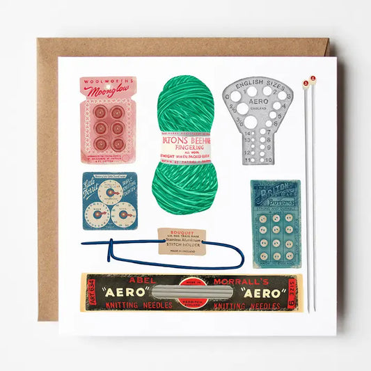 Knitting Collection - Blank Greetings Card