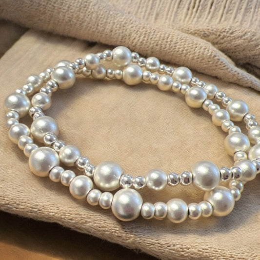 Elegant Silver Beaded Bracelets