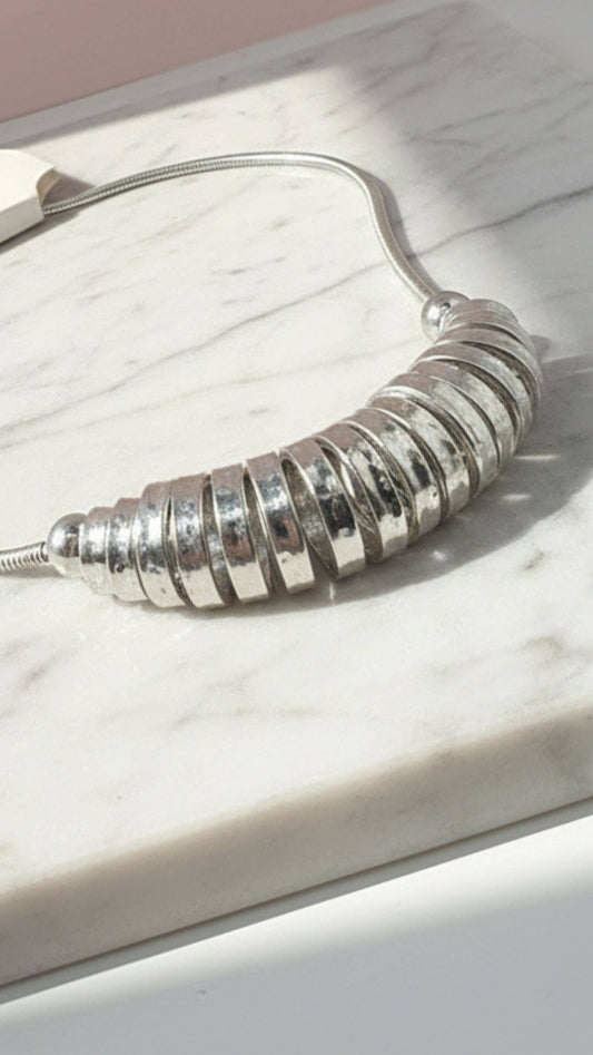 Silver Abstract Statement Necklace: Silver