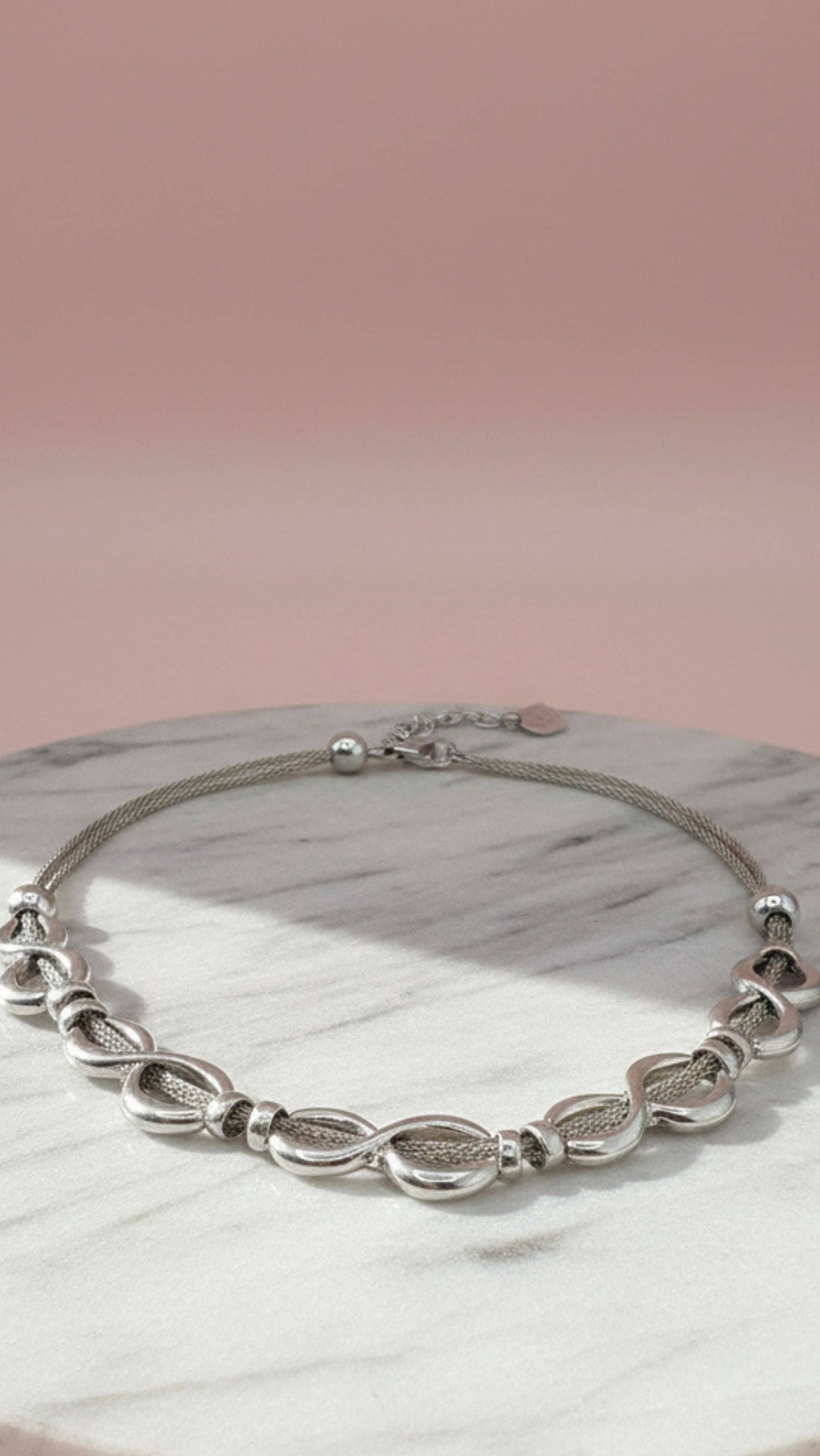 Twisted Woven Silver Statement Necklace: Silver