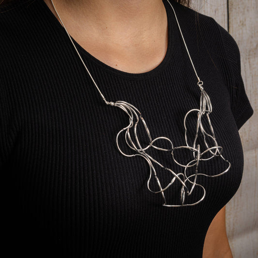 Silver Statement Wire  Necklace