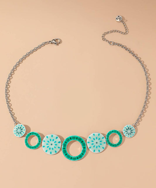 Aqua & Green Circle Necklace