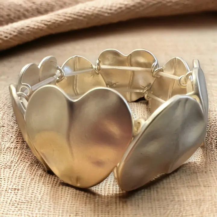 Silver Matte Chunky Heart Bracelet