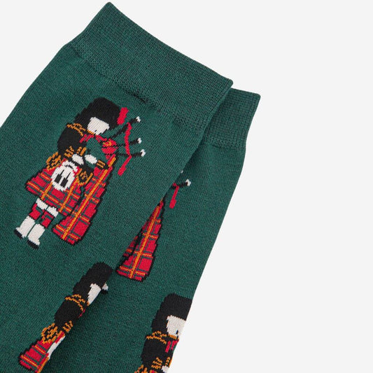 Men's Scottish Piper Bamboo Socks in Red Green