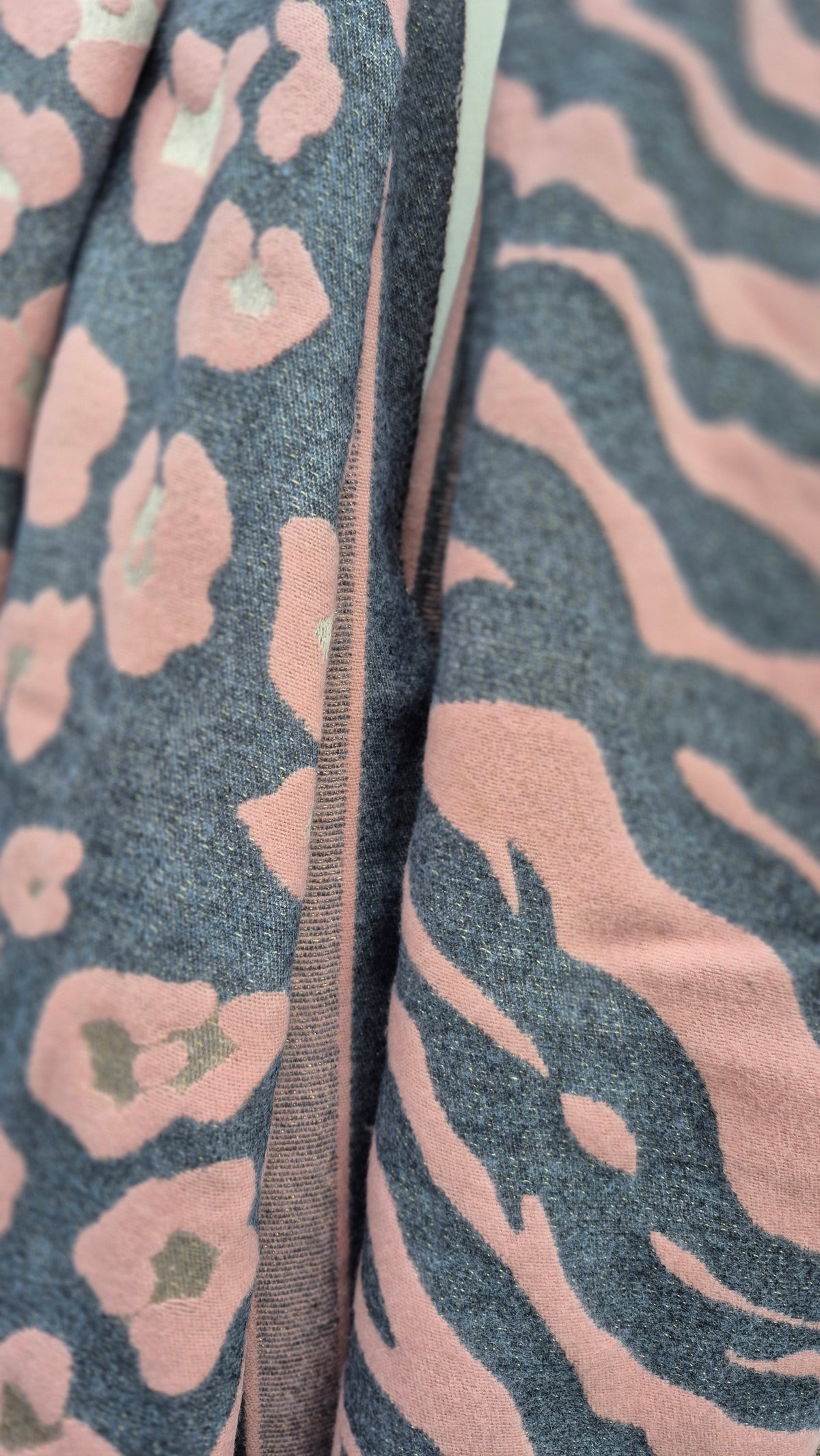 Soft Pink And Grey Animal Print Warm Scarf