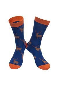 Men's Navy Stag Bamboo Mix Socks