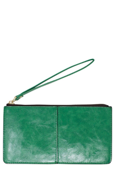 The Perfect Clutch .. with Wrist Strap - Bottle Green