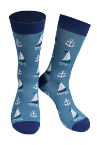 Men's Blue Boat Bamboo Mix Socks