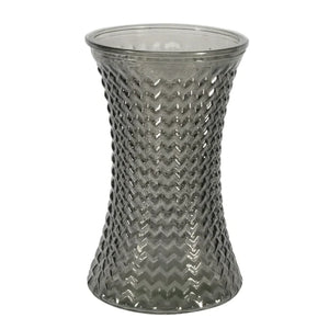 Geometric Grey Glass Vase 20cm